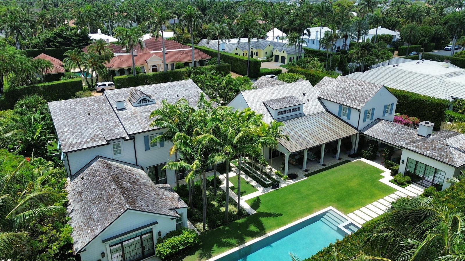 225 Tangier Ave estate with new cedar shake and copper roofing by Campany Roofing, Palm Beach